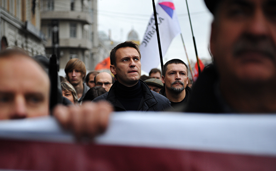 Оппозиционер Алексей Навальный во время акции в Москве. Архивное фото