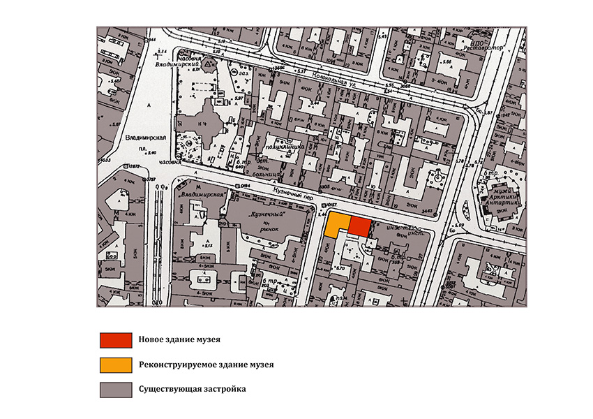 Схема расположения действующего музея и нового корпуса