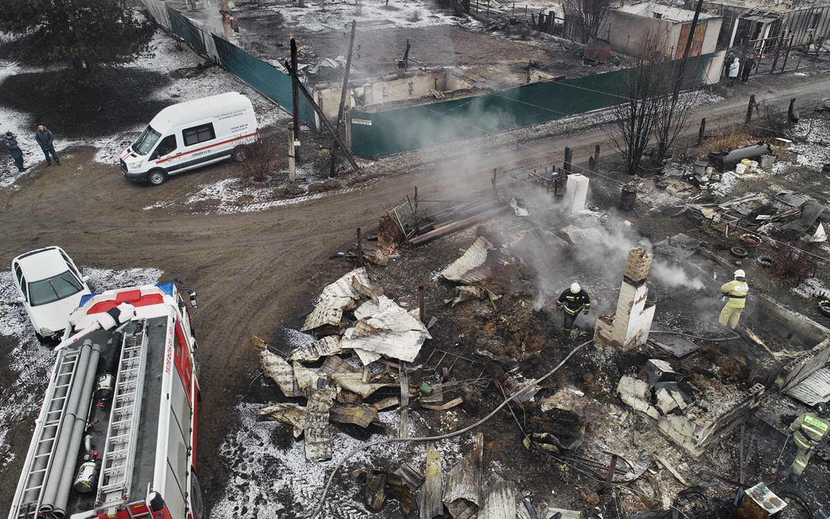 Последствия пожара в Минусинском районе