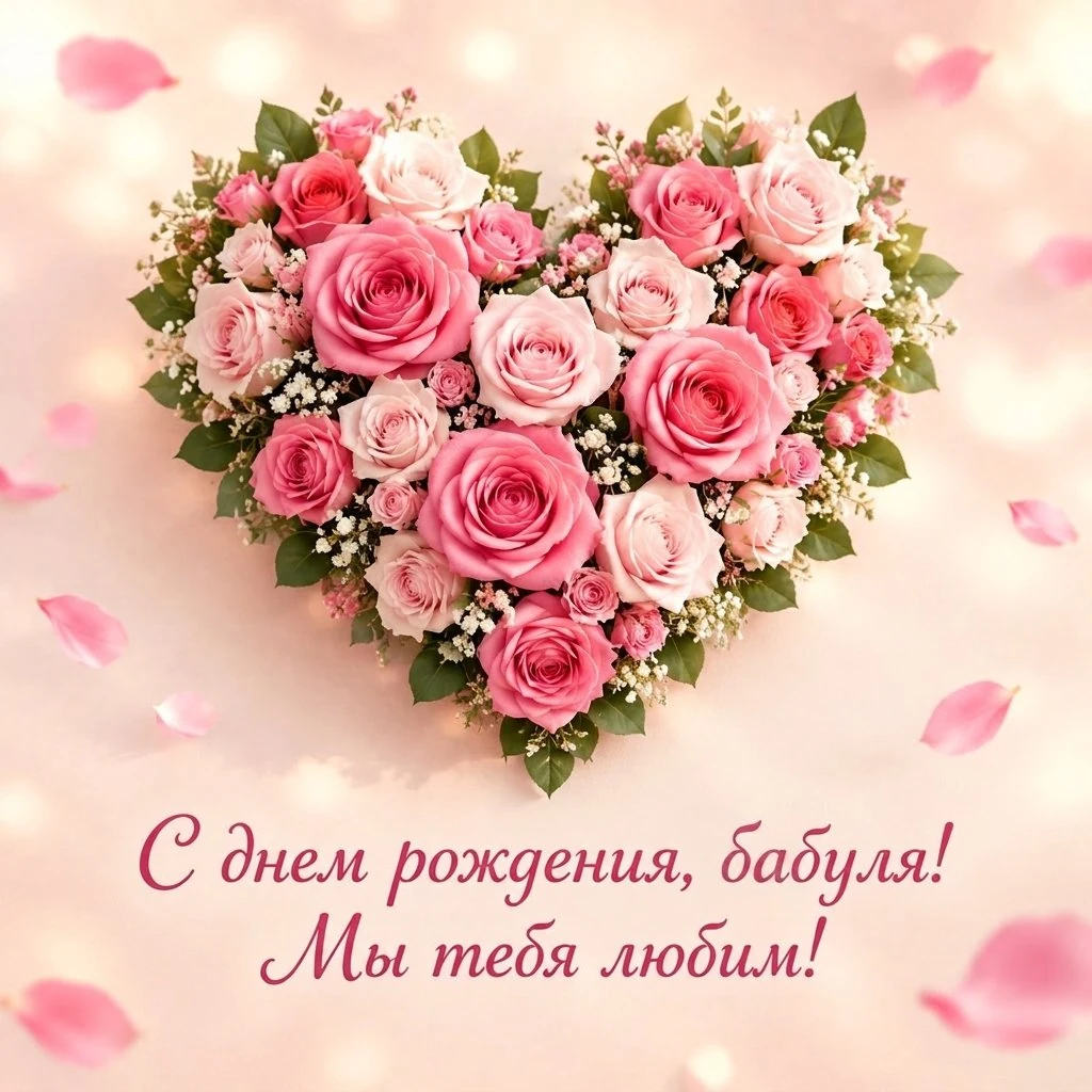 Нежная открытка с днем рождения бабушке с любовью от внуков
