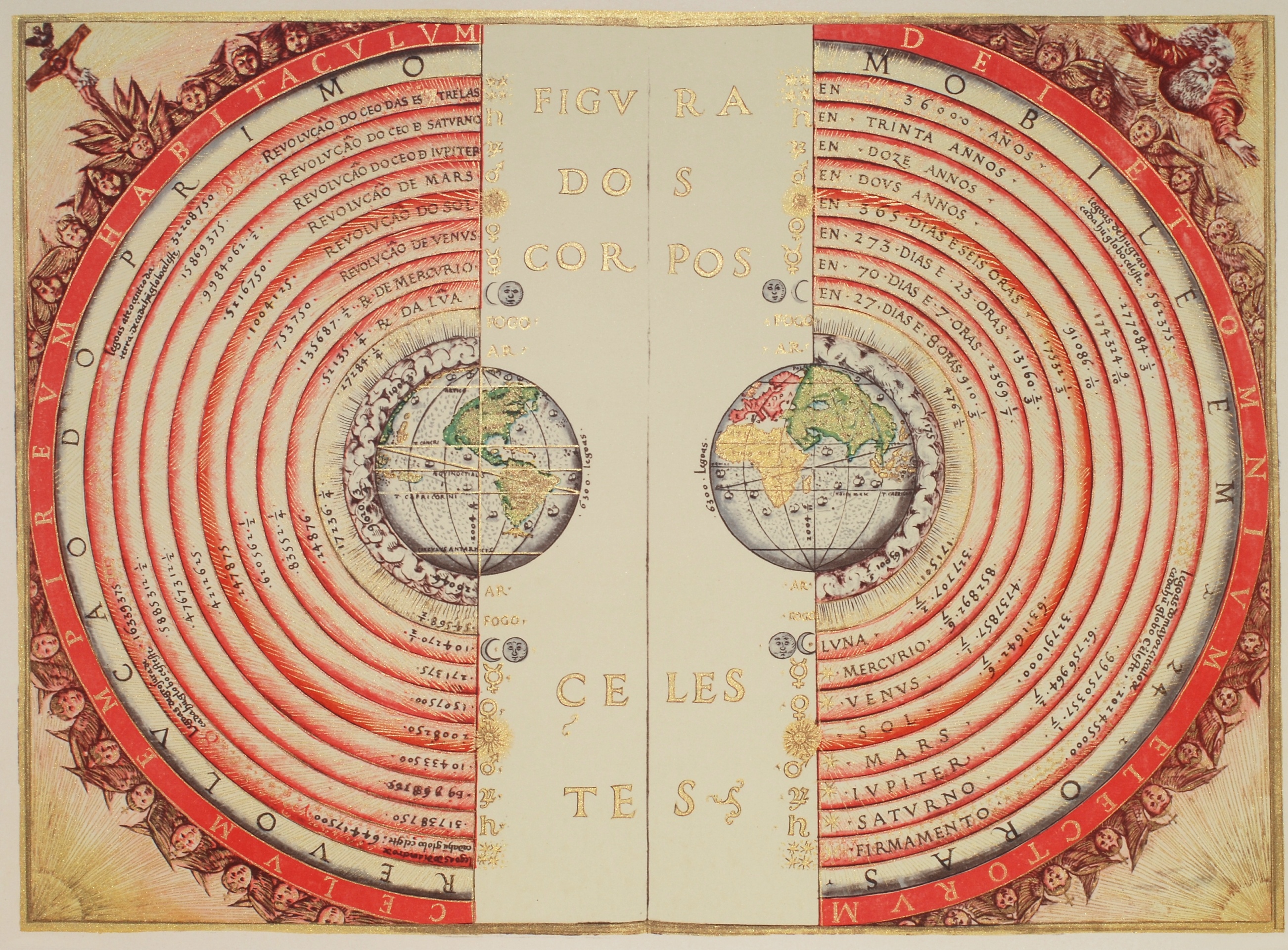 Иллюстрация геоцентрической системы мира (португальский картограф и космограф Бартоломеу Велью, 1568&nbsp;г.)