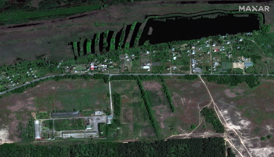 Снимок села Корсунка в Херсонской области до затопления