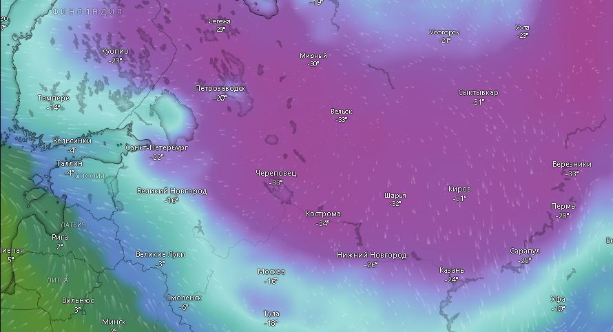 «Обвал холода» прогнозируется в Вологодской области в первые дни января