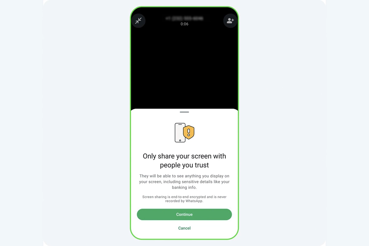 В WhatsApp появится защита от мошенников, требующих показать экран
