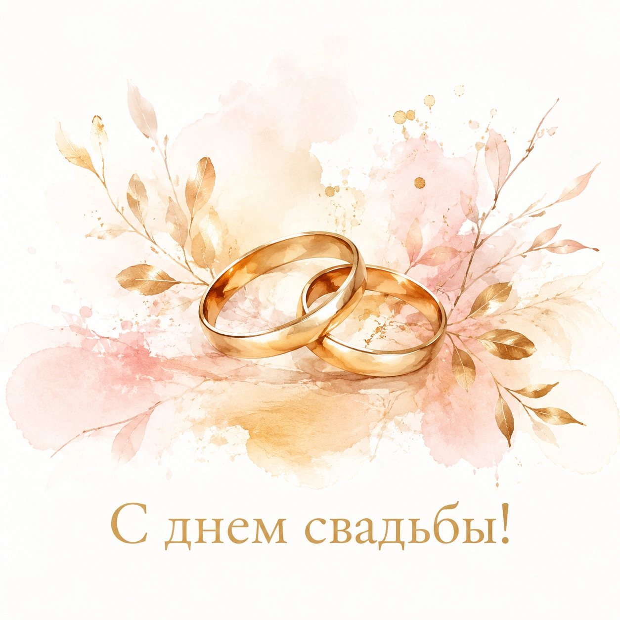 Акварельная открытка с поздравлением «С днем свадьбы!»