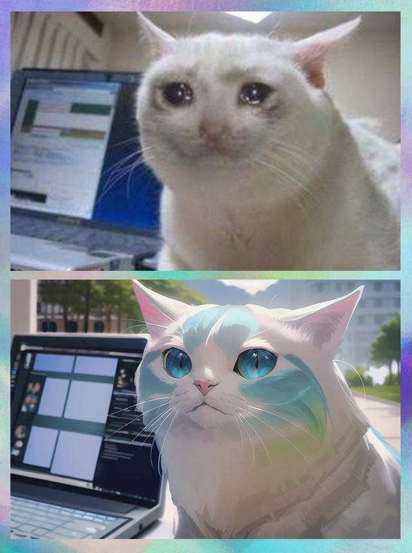Мем с плачущим котиком
