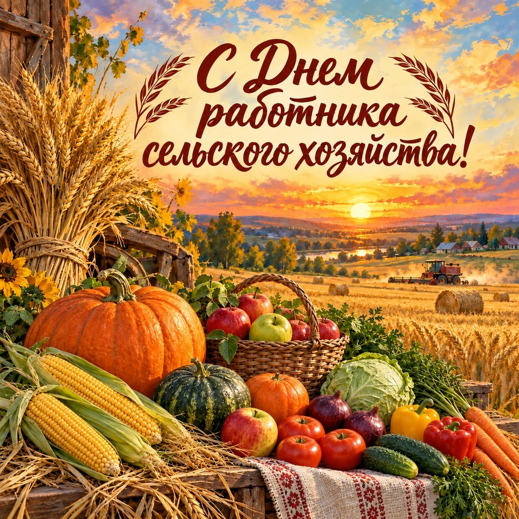 Яркая открытка ко Дню работника сельского хозяйства