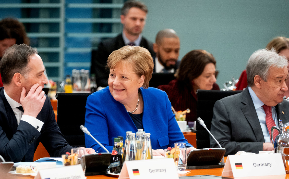 Министр иностранных дел Германии Хейко Маас, Ангела Меркель и генсек ООН Антонио Гутерриш