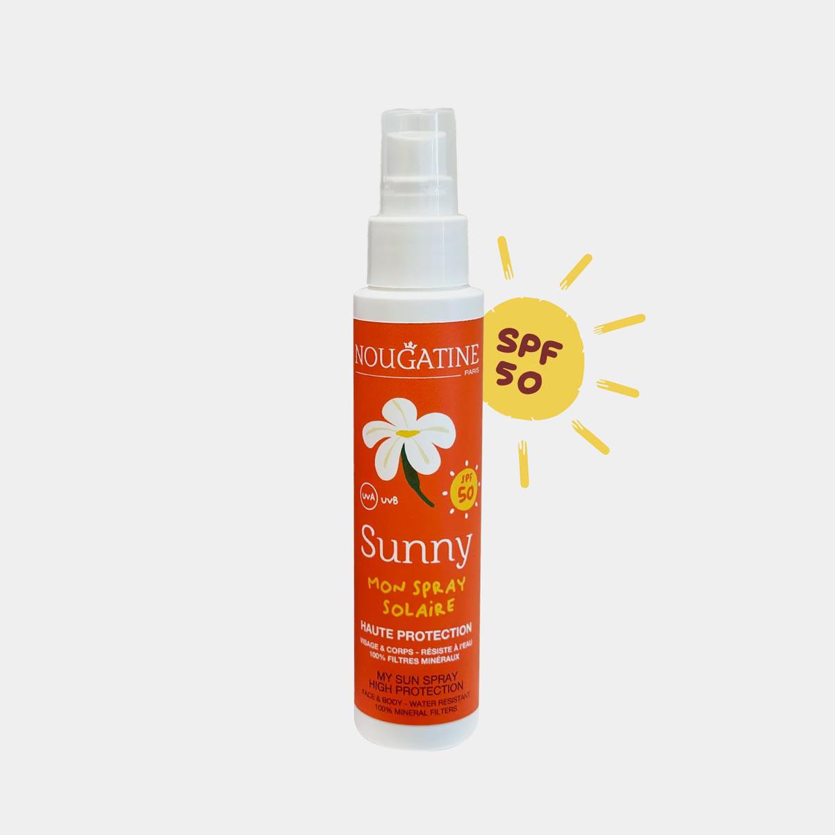 Солнечный спрей для лица и тела Sunny SPF 50, Nougatine Paris, 3980 руб. (салон красоты «Мильфей»)