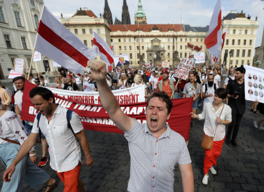 Акция поддержки белорусов в Праге