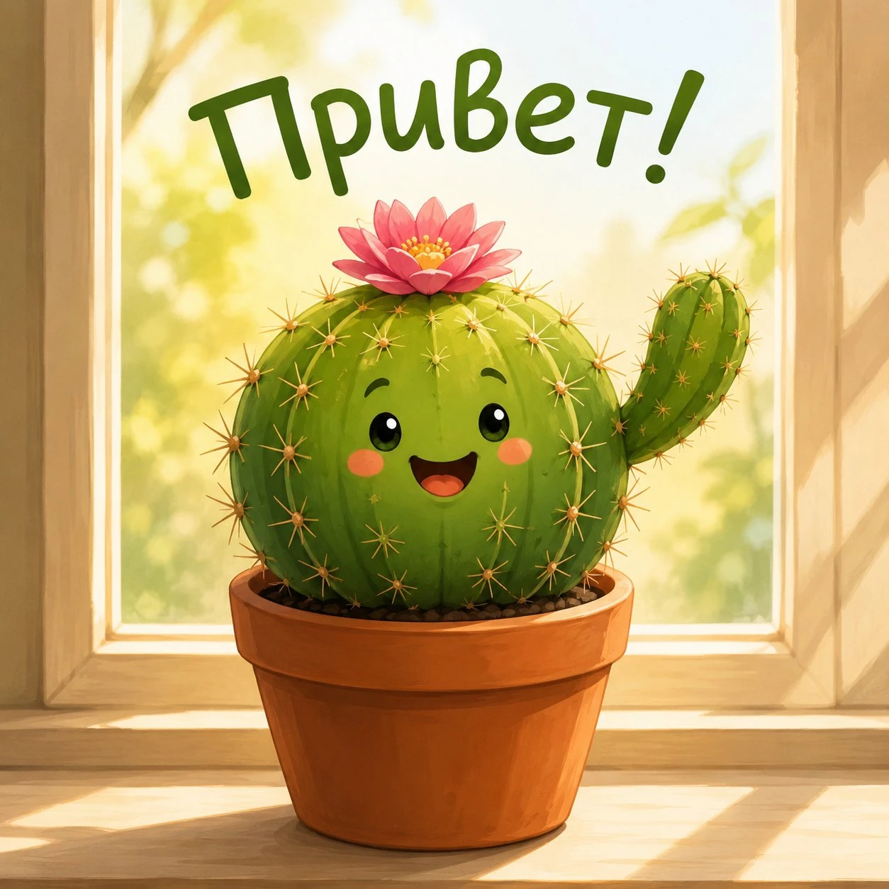 Прикольная открытка с надписью «Привет!»