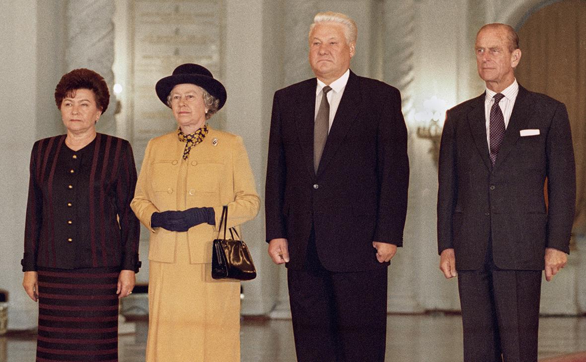 Наина Ельцина,&nbsp;Елизавета II,&nbsp;Борис Ельцин и&nbsp;принц Филипп (Москва, 1994 год)