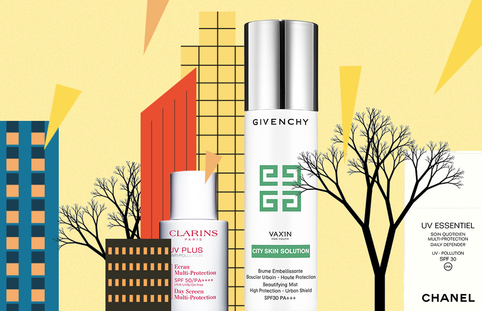Средства для защиты лица от солнца и негативного влияния окружающей среды:

City Skin Solution, Vax&rsquo;in For Youth, Givenchy
UV Plus, Clarins
UV Essentiel, Сhanel
