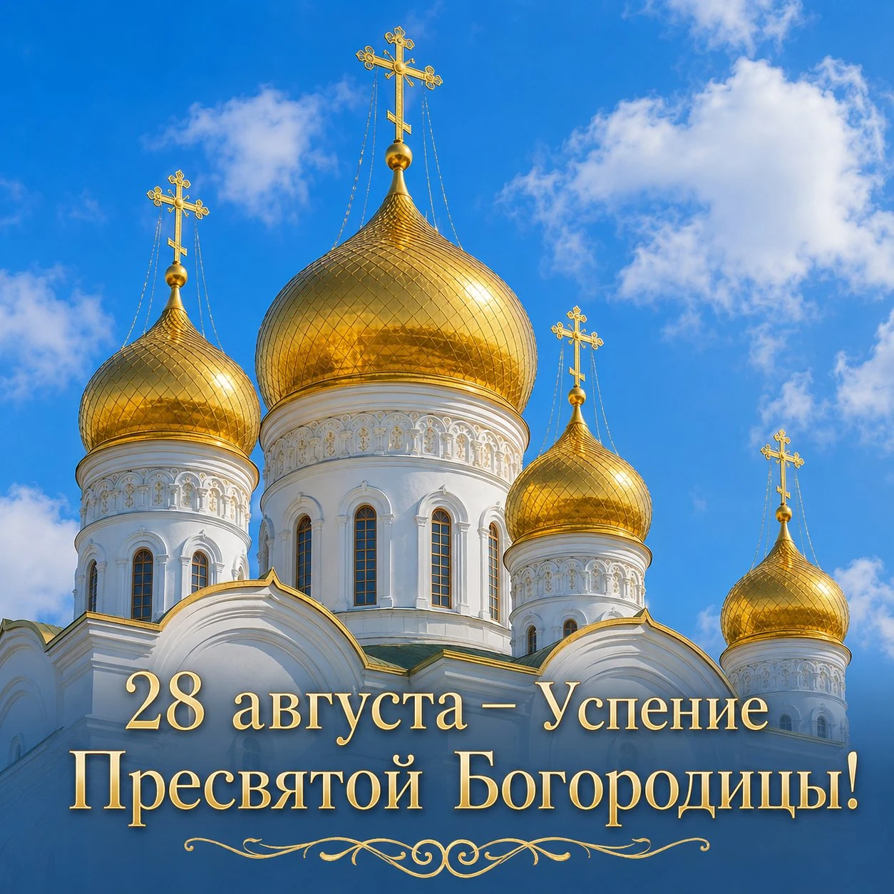 Православная открытка к празднику Успения Пресвятой Богородицы 28 августа