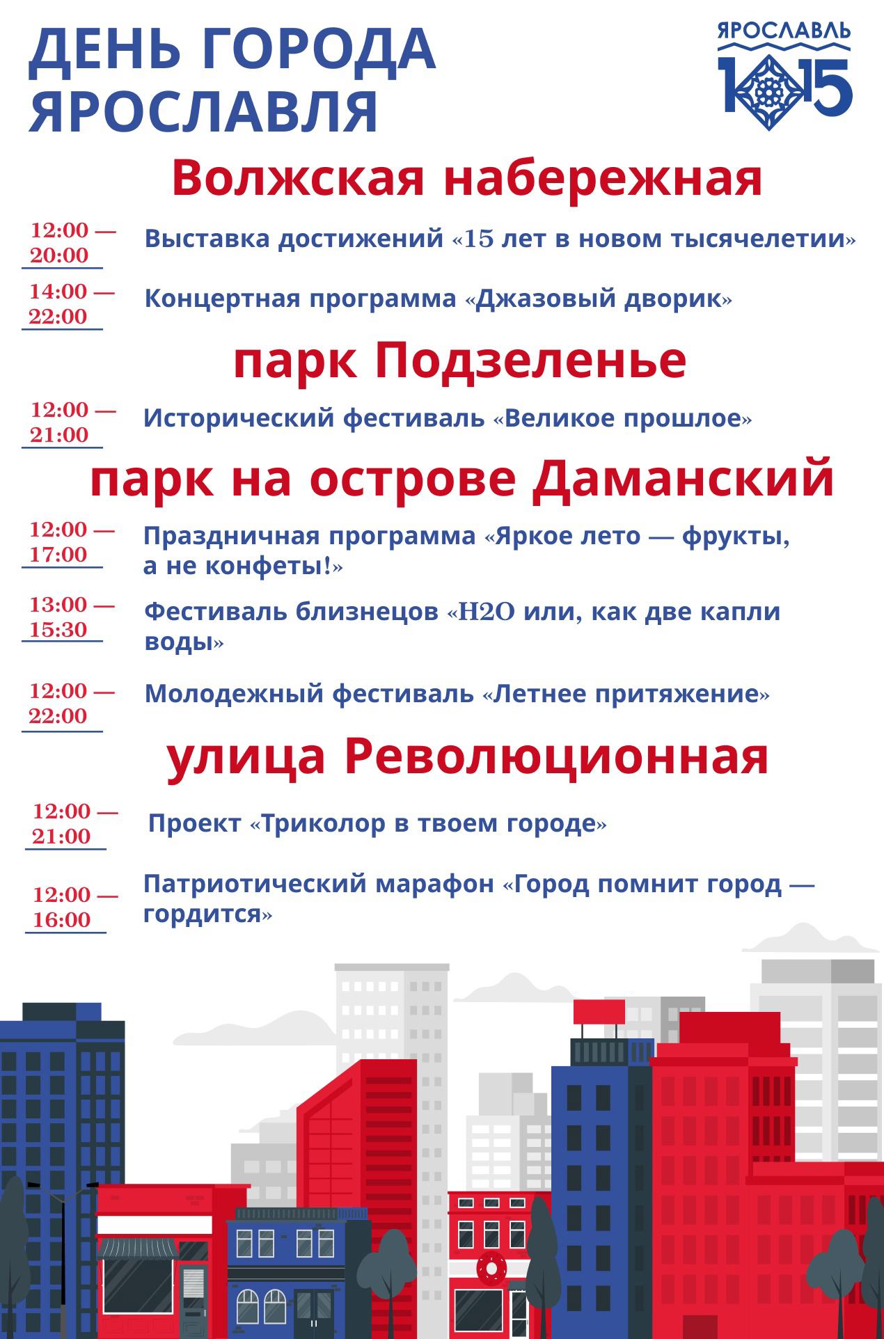 Полная программа празднования Дня города в Ярославле в 2025 году