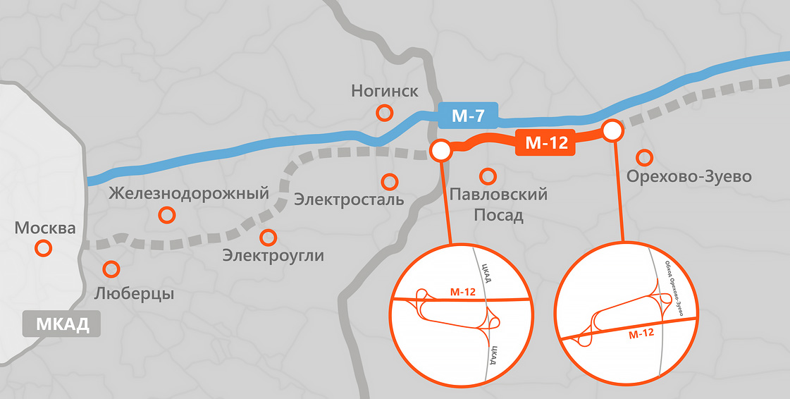 М12 на карте: схема проезда по трассе Москва — Казань