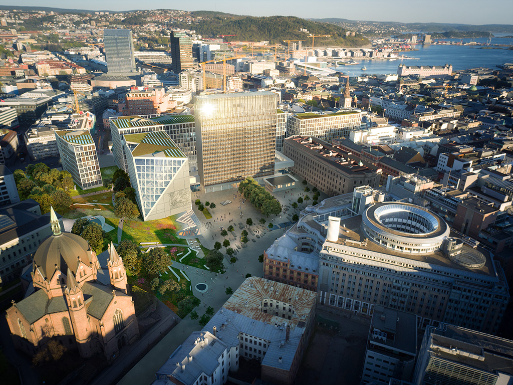 Центральная площадь правительственного квартала в Осло