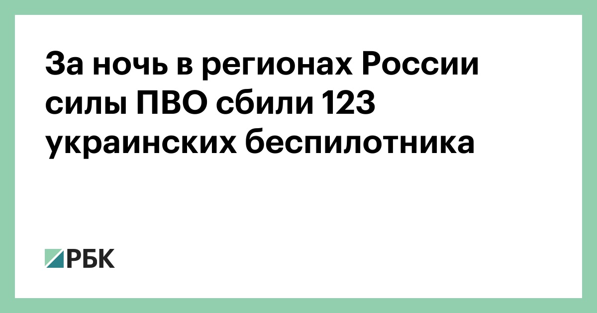 За ночь в регионах России силы ПВО сбили 123 украинских беспилотника