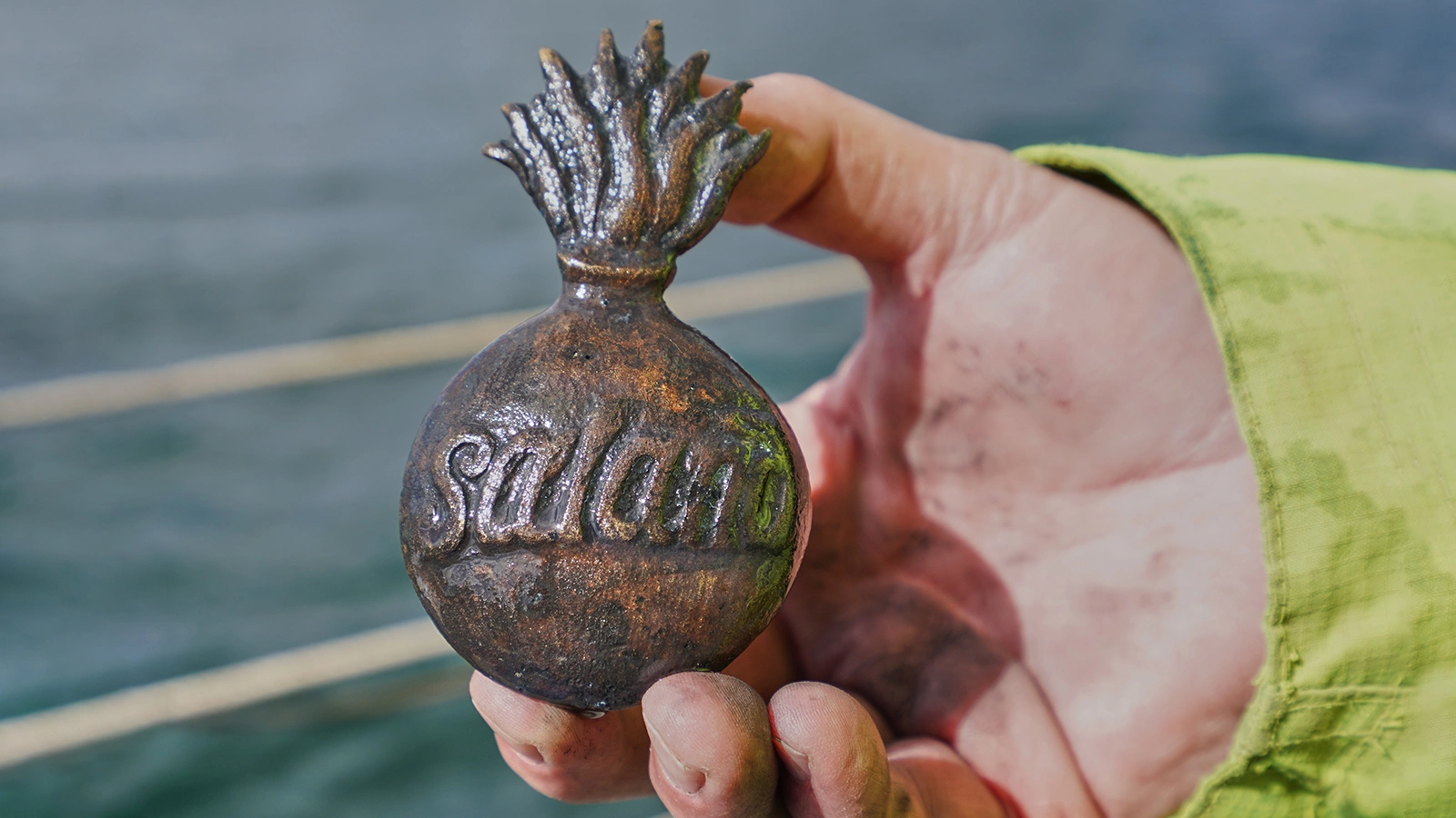 Металлическая эмблема, найденная на обломках корабля «Даннеброг», затонувшего в Копенгагенском сражении в 1801 году