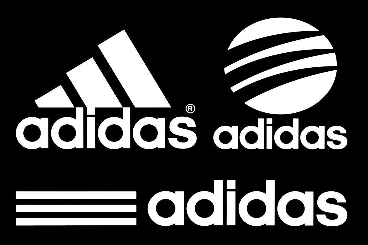Логотипы adidas: треугольник &mdash; линия&nbsp;Performance для профессиональных спортсменов; круг &mdash; линия Style, созданная в сотрудничестве с другими брендами; три горизонтальные полосы &mdash; свойственны для всех линий.