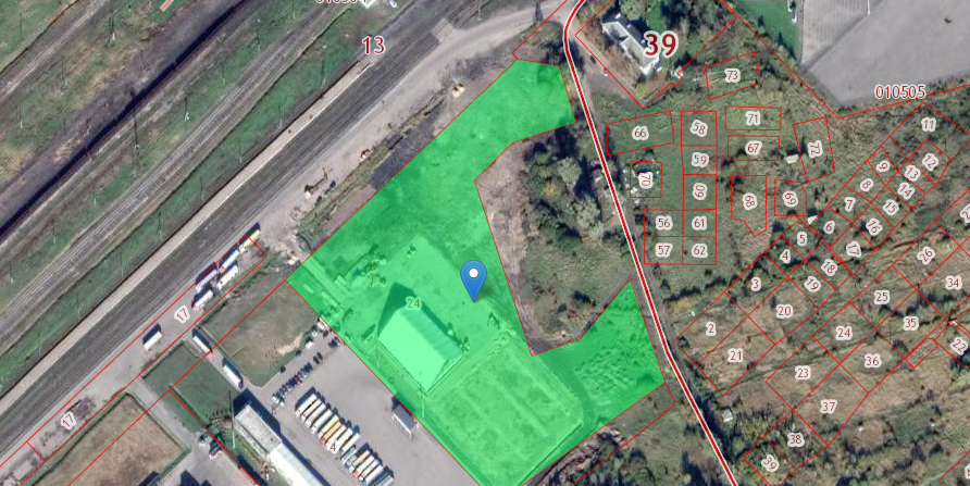 Фото: Скриншот кадастровой карты. Участок, где будет построен склад, выделен зелёным
