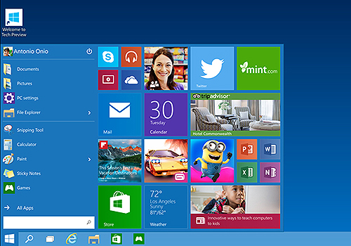 Стартовое меню Windows 10