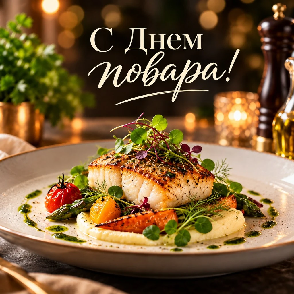 Красивая открытка с поздравлением с Днем повара
