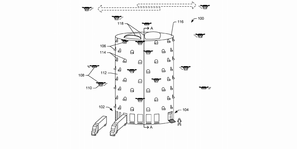 Проект башни для дронов из заявки на патент
