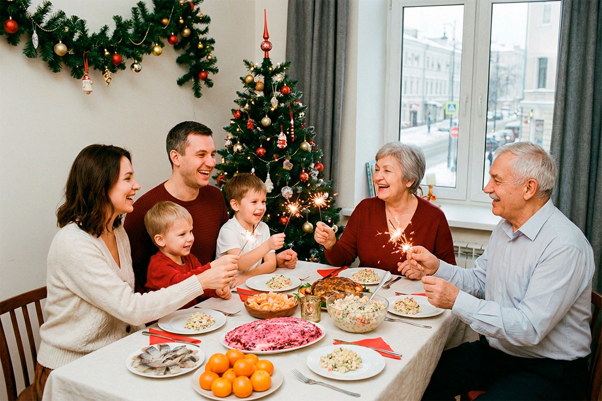 Домашняя атмосфера как нельзя лучше подходит для семейной фотосессии на Новый год
