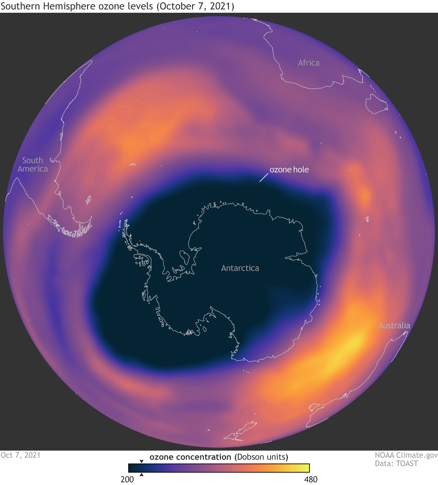 Озоновая дыра над Антарктидой (NOAA)

&nbsp;