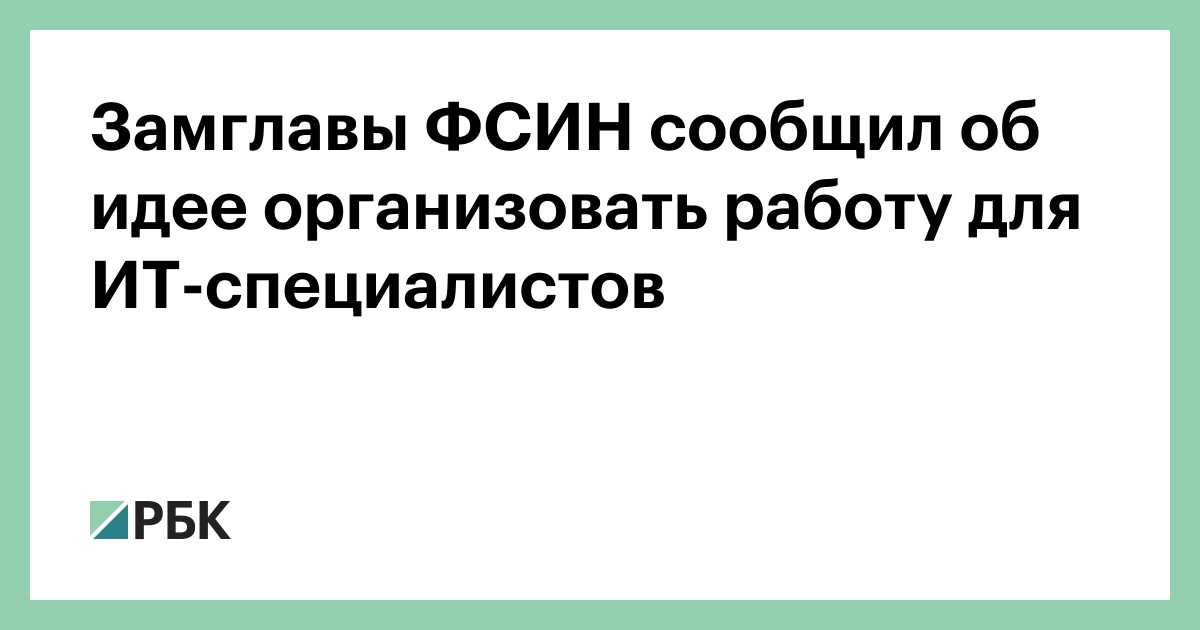 Замглавы ФСИН сообщил об идее организовать работу для ИT-специалистов —РБК