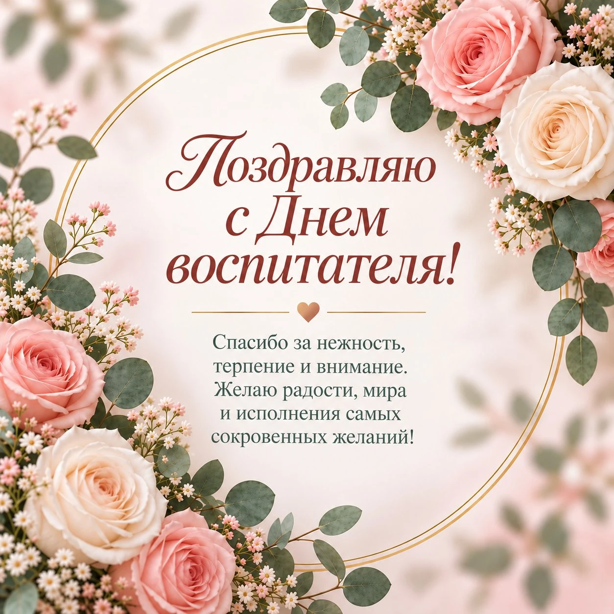 Красивая открытка с поздравлением с Днем воспитателя