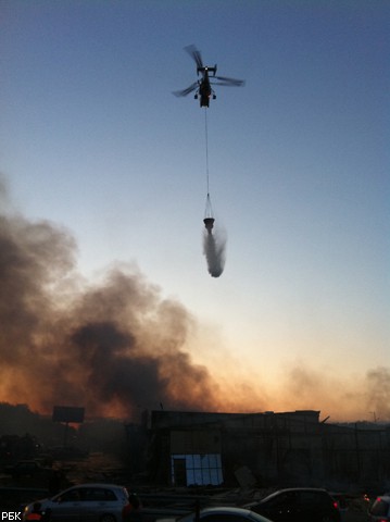 Крупный пожар на рынке в Подмосковье тушила авиатехника