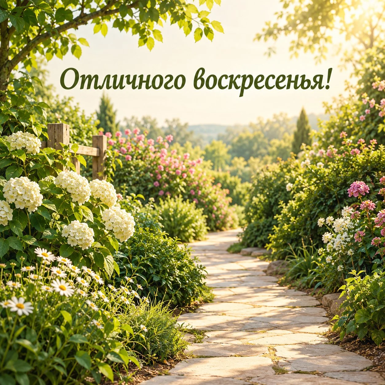 Открытка с надписью «Отличного воскресенья!»