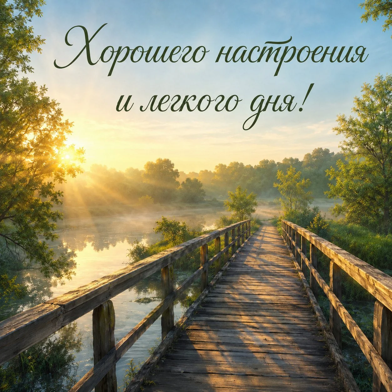Нежная открытка с пожеланием хорошего настроения и легких дел