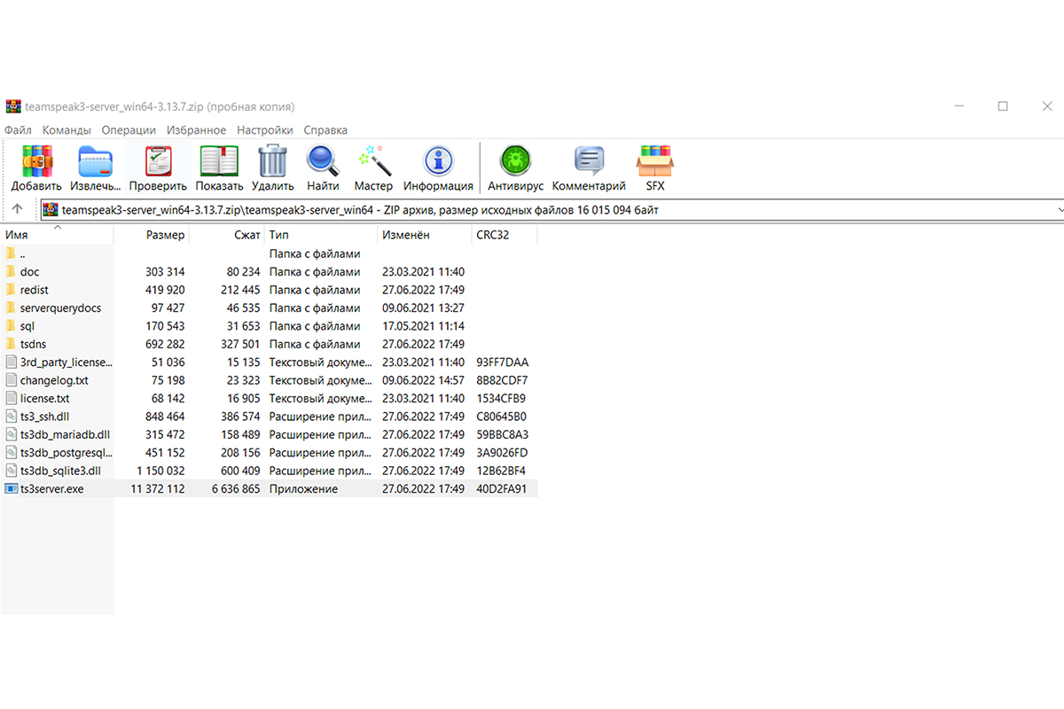 Программа TeamSpeak 3 Server