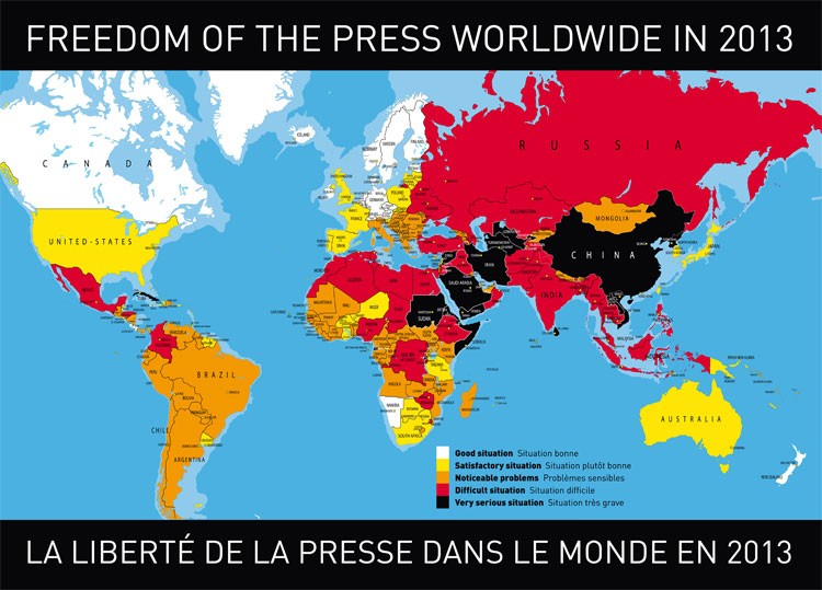 Россию отправили в хвост рейтинга свободы прессы