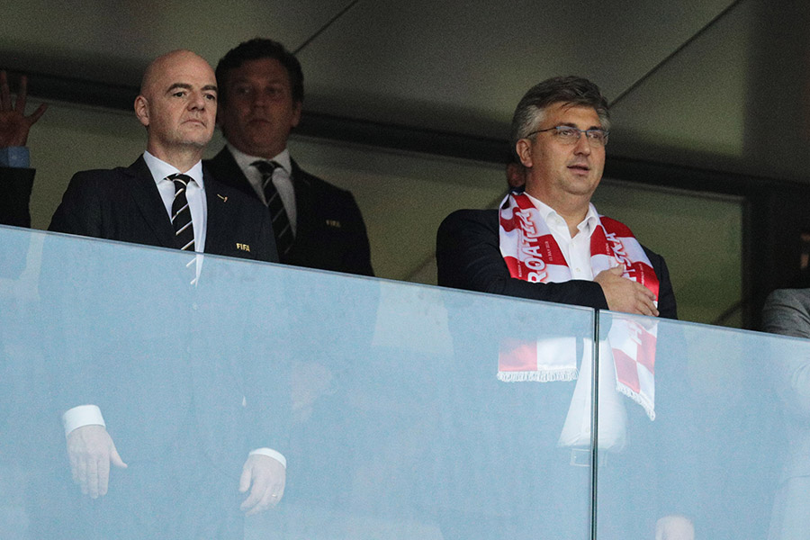 Президент ФИФА Джанни Инфантино и премьер-министр Хорватии Андрей Пленкович&nbsp;(слева направо)