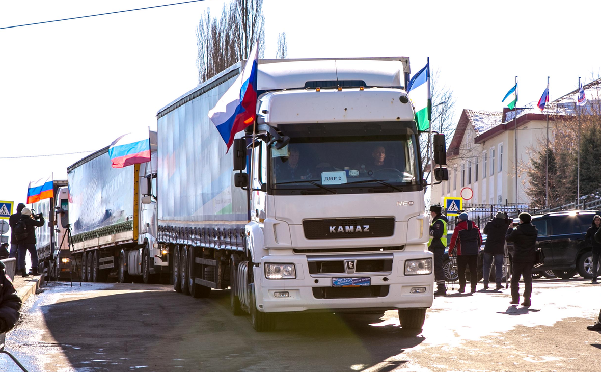Гуманитарная колонна в составе шести грузовых автомобилей выехала из Уфы 18 марта