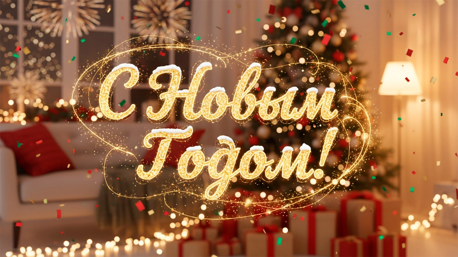 Эффектное визуальное оформление новогодней надписи подчеркнет ваше особое отношение к адресату