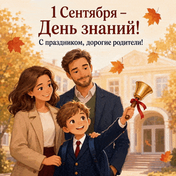 Анимированная открытка с 1 Сентября родителям