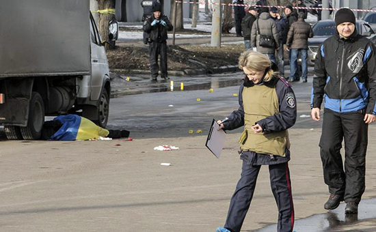 Место нападения в Харькове, 22 февраля 2015 года