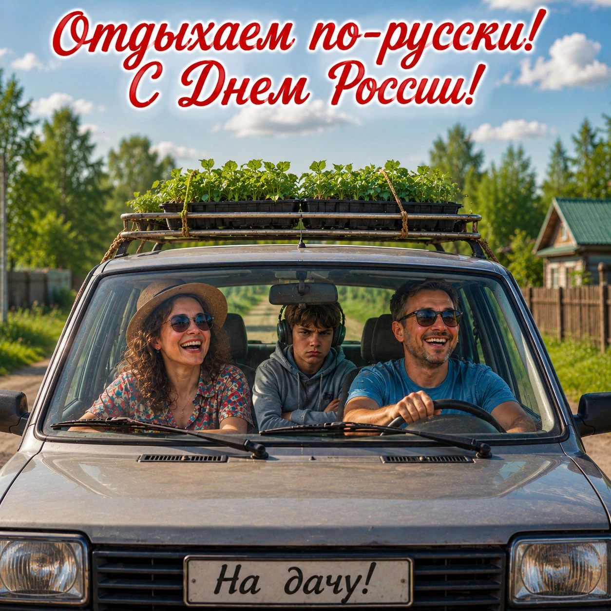 Прикольная открытка ко Дню России