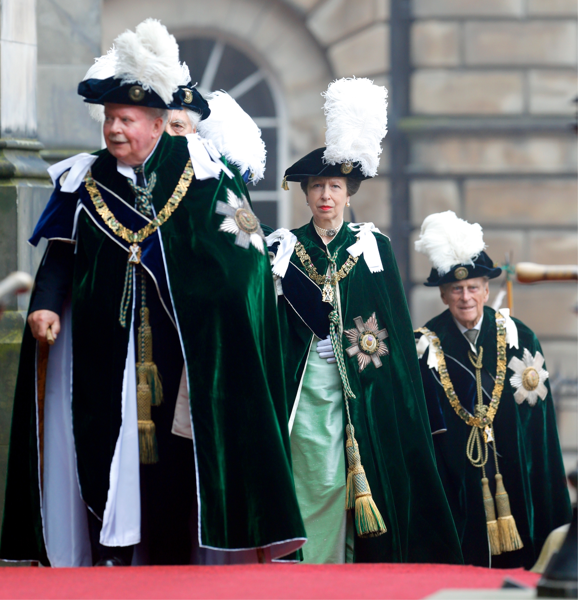 Принцесса Анна и принц Филипп на службе Ордена чертополоха в Эдинбурге, 2012 год&nbsp;
&nbsp;