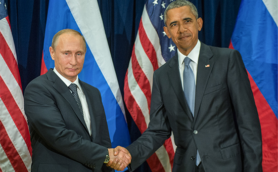 Президент России Владимир Путин и президент США Барак Обама (слева направо)