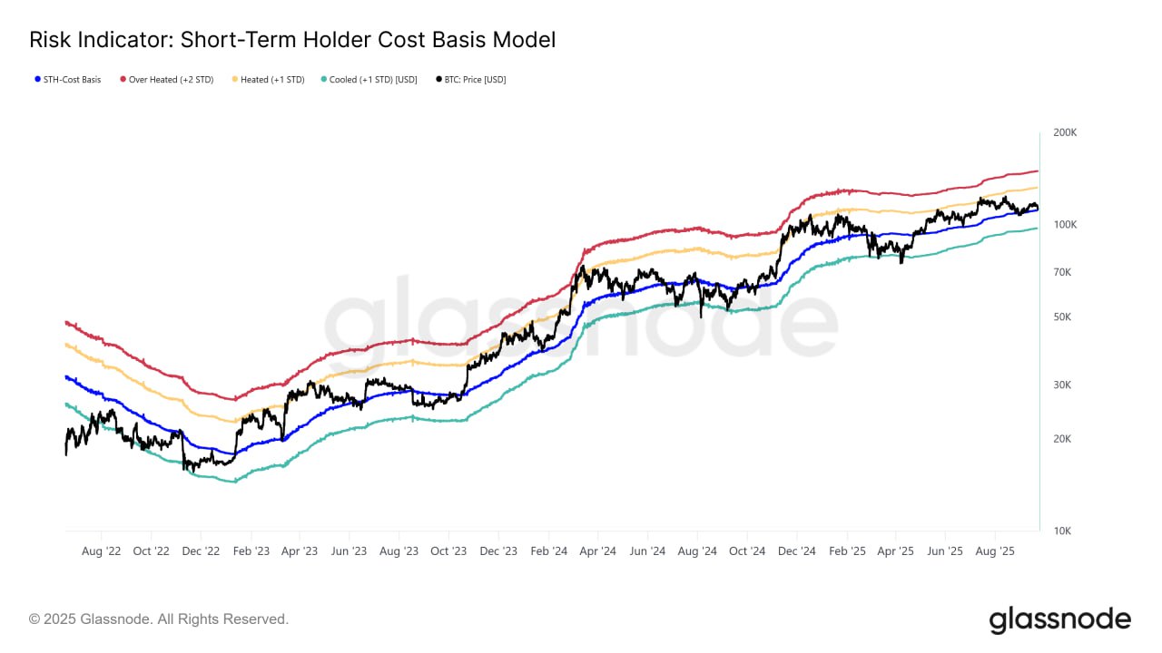 Средний уровень цены покупки краткосрочными держателями (от недели до месяца) биткоина. Источник: Glassnode