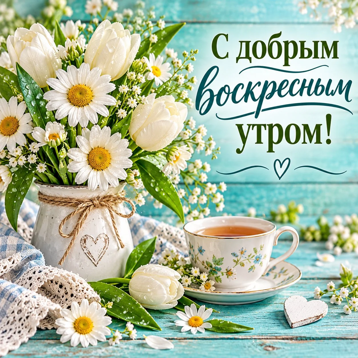 Красивая открытка с пожеланием доброго воскресного утра