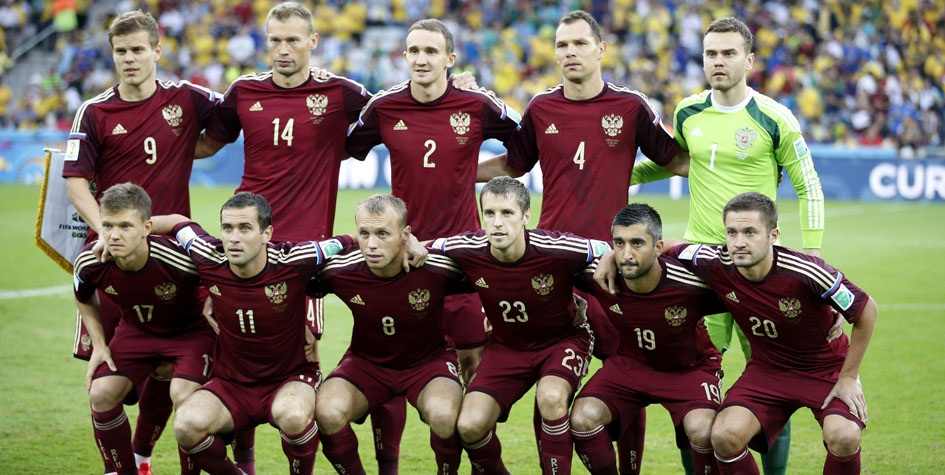 Сборная России перед матчем с Алжиром на чемпионате мира по футболу 2014 года