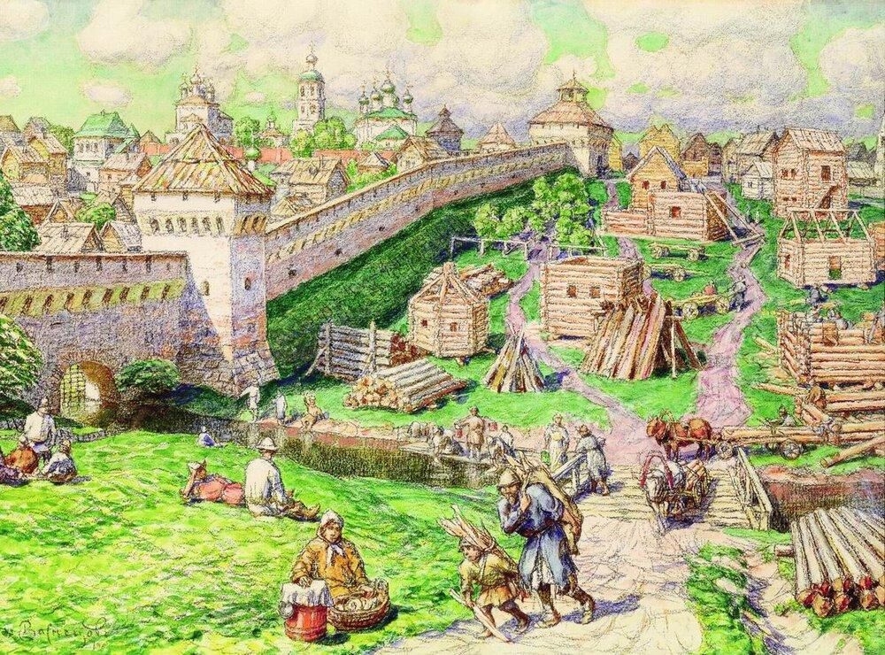 Аполлинарий Васнецов. Лубяной торг на Трубе в XVII веке
