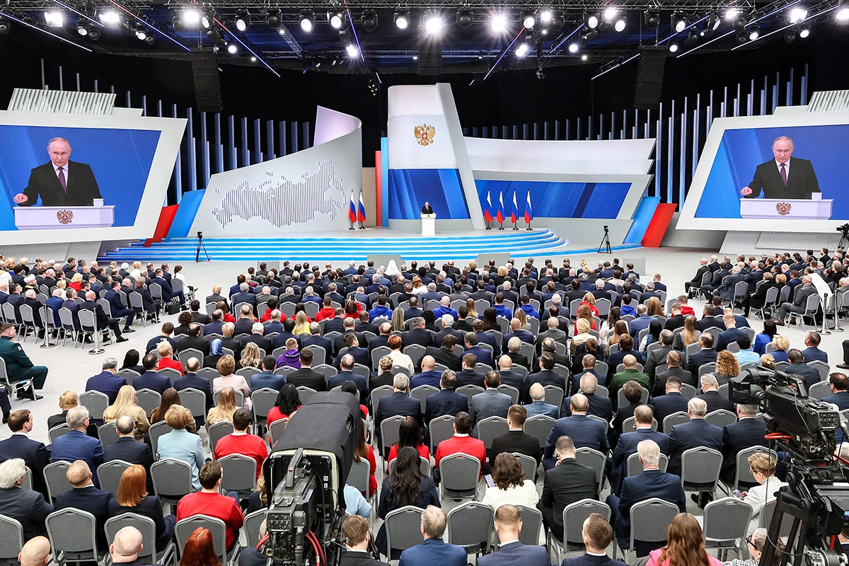 <p>Президент РФ Владимир Путин во время выступления с ежегодным посланием Федеральному собранию РФ</p>